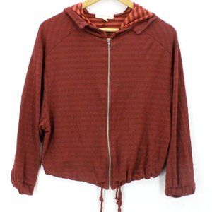 Painted Threads Hoodie Sweatshirt Women's Casual Red Striped Full Zip Size XS